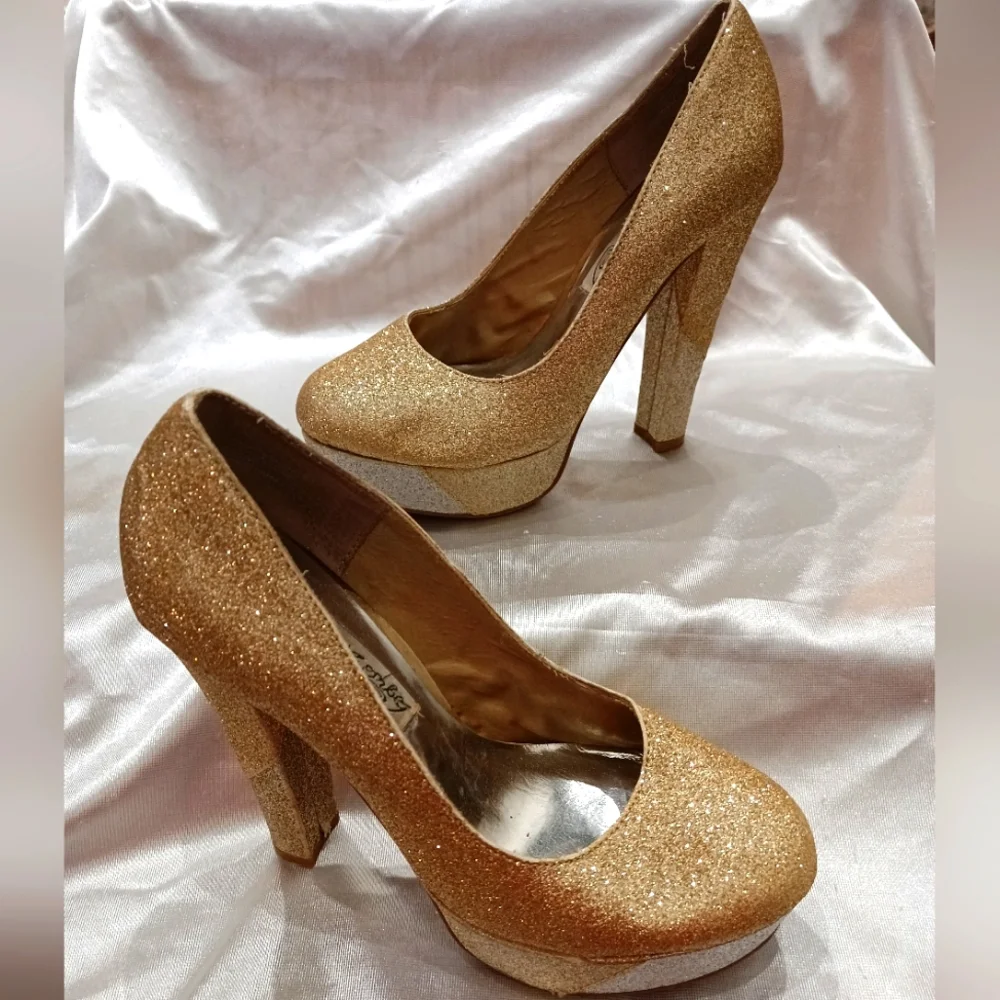 Naughty monkey gold glitter with some silver glitter chunky platforms 6 - Picture 11 of 12